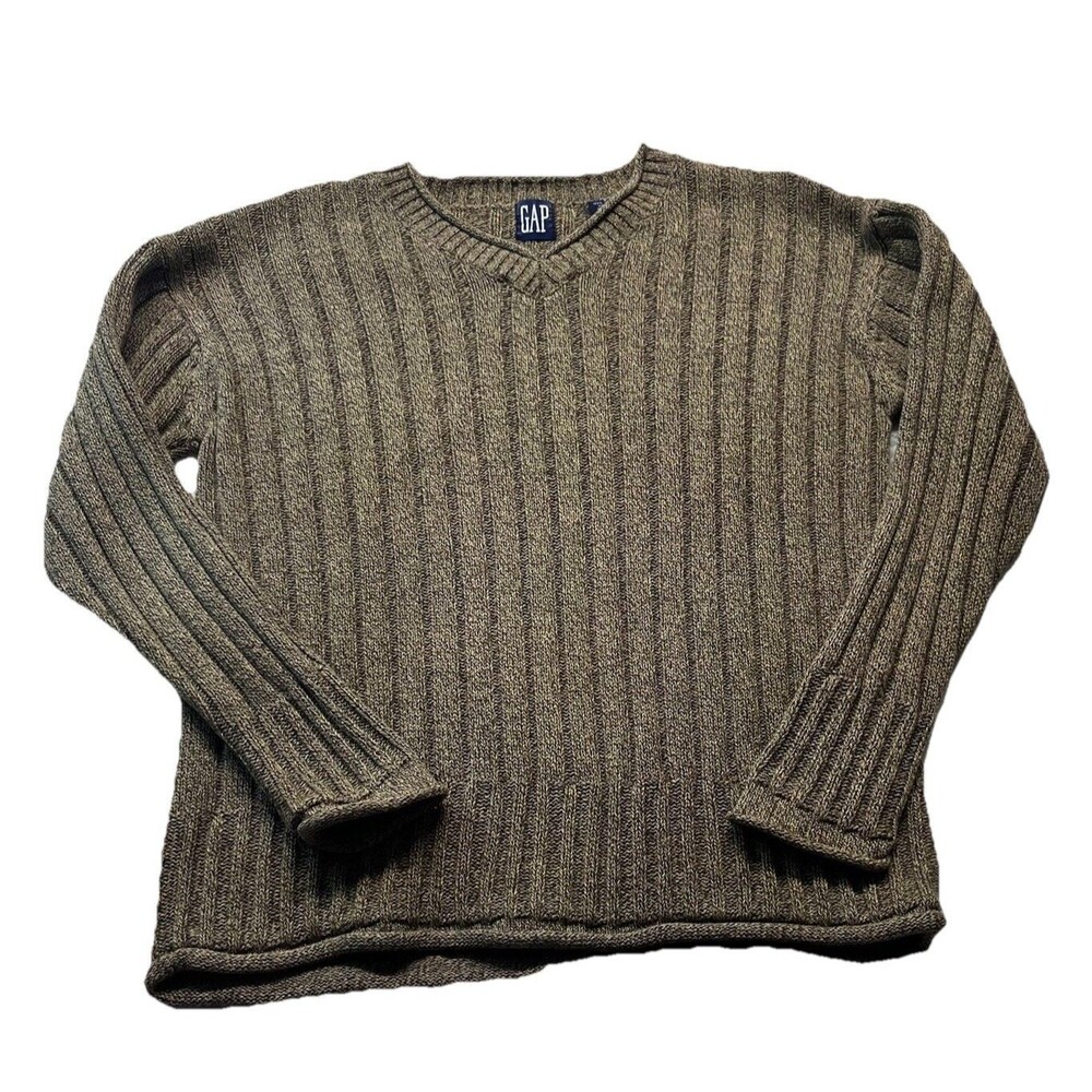 VTG Gap Sweater Womens S Tan 90’s Ribbed Chunky Knit Fisherman Grunge Y2K Preppy